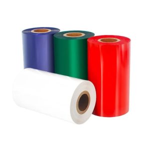 110MM X 300M WAX COLOR RIBBON, INK OUT SIDE 1 CORE , RIBBON ROLL ,RED COLOR